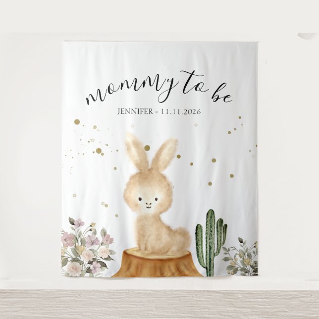 Tapiz Mommy to be rabbit bunny backdrop (Anverso)