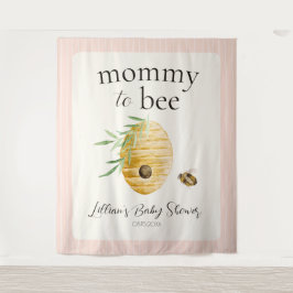 Tapiz Mommy To Bee Beehive Girl Baby Shower Backdrop