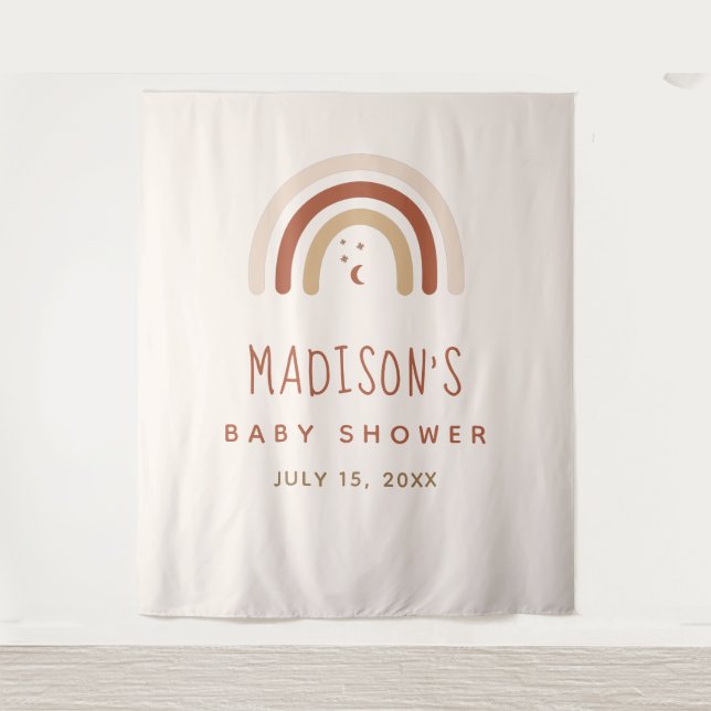 Tapiz Mona Boho Arcoíris Terracota Baby Shower Luna Estr (Anverso)
