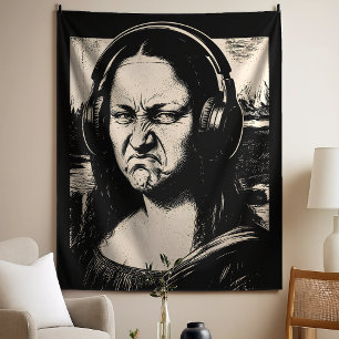 Tapiz Mona Lisa Cara de Bajo Amantes de la Música DJs