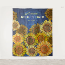 Tapiz Mona y rústica ducha de novia boho girasol azul ma