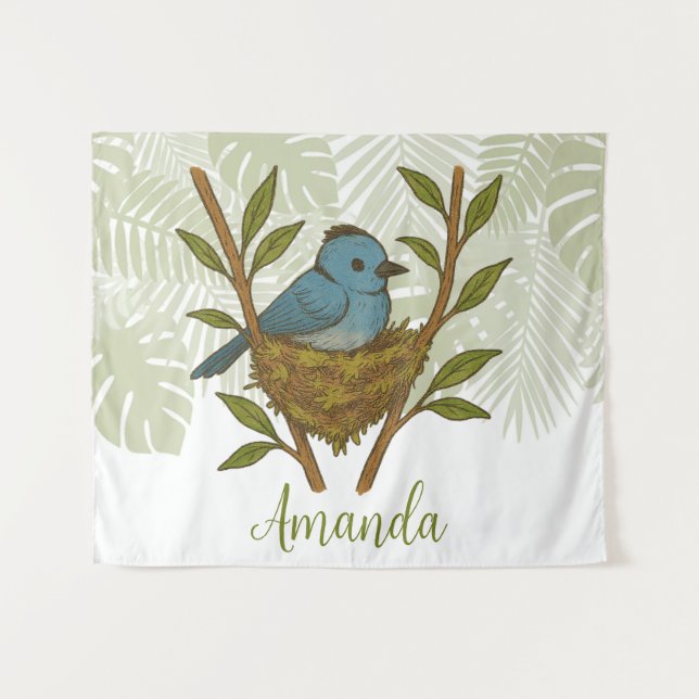 Tapiz Monarca de paja negra enclavada entre las hojas (Anverso (horizontal))