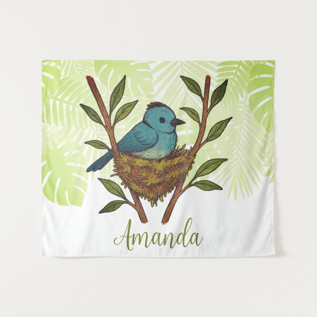 Tapiz Monarca de paja negra enclavada entre las hojas (Anverso (horizontal))