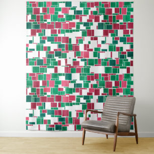 Tapiz Mondrian Navidades rojos y verdes audaces modernos