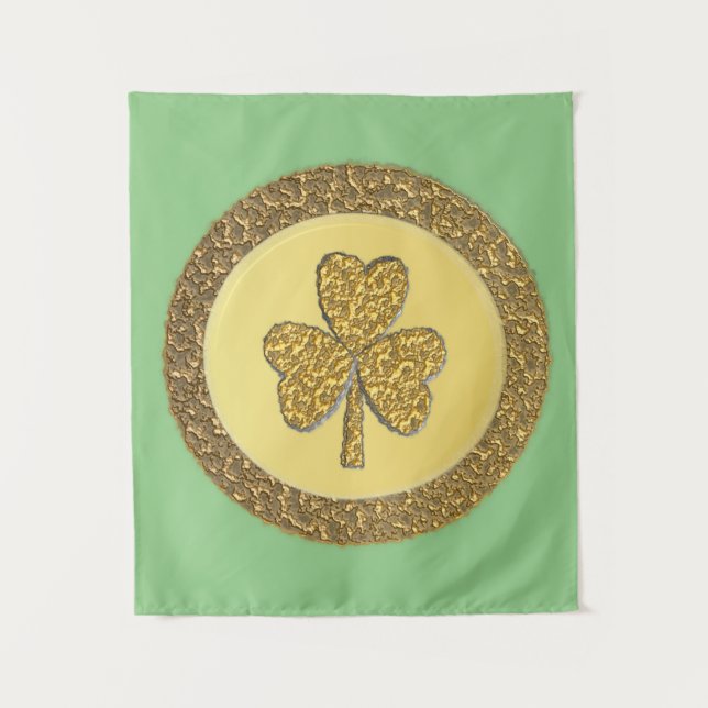Tapiz Moneda de oro Lucky Irish Shamrock (Anverso)