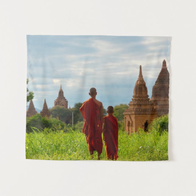 Tapiz Monjes con Templos Antiguos (Anverso (horizontal))