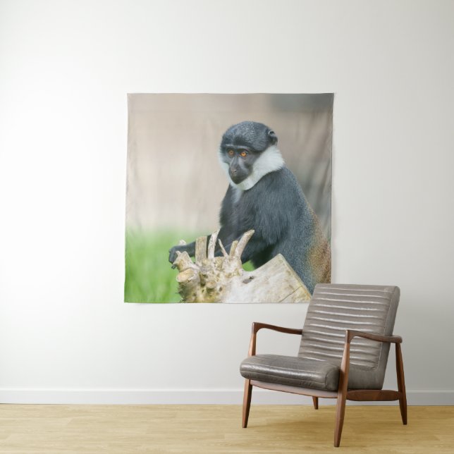 Tapiz Mono de L'Hoest en una percha de madera (In situ)