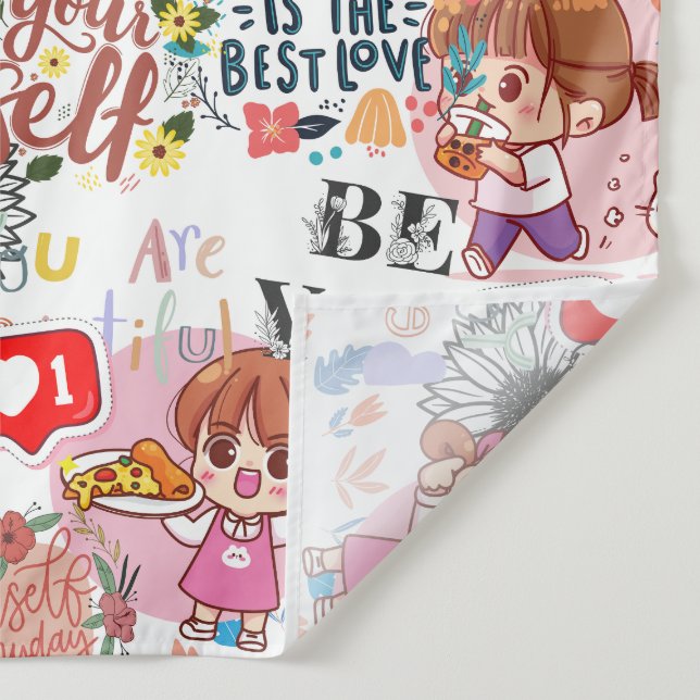 Tapiz Mono Motivacional Kawaii - Cita Positiva (Detalle)