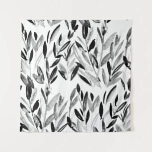 Tapiz Monocromo elegante: Patrón de hojas naturales