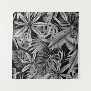 Tapiz Monocromo Tropical, Acuarela Sale Textura.