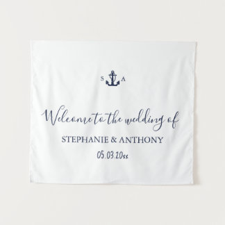 Tapiz Monogram Nautical Navy Blue Anchor Wedding    