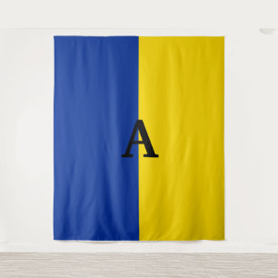 Tapiz Monograma azul y amarillo de la bandera de Ucrania