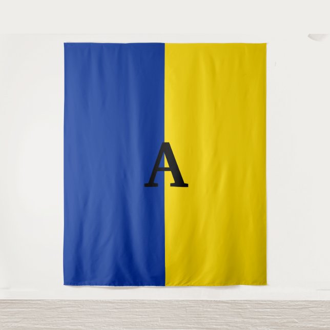 Tapiz Monograma azul y amarillo de la bandera de Ucrania (Anverso)