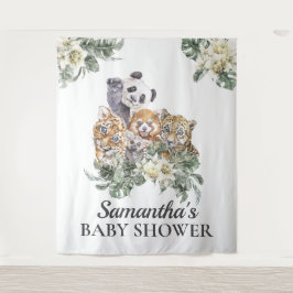 Tapiz Monograma Baby Shower tropical para animales de la