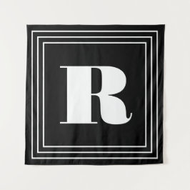 Tapiz Monograma de 3 cuadros | Blanco y negro