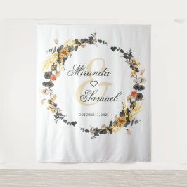 Tapiz Monograma de Boda Golden Noir de lujo