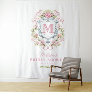 Tapiz Monograma de Escudo floral romántico Bienvenida