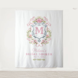 Tapiz Monograma de Escudo floral romántico | Bienvenida 