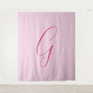 Tapiz Monograma de letra inicial rosa claro elegante