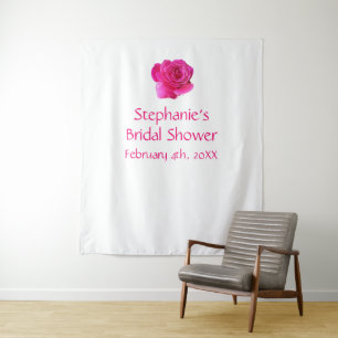 Tapiz Monograma de nombre de ducha de novia Rosa rosa bl