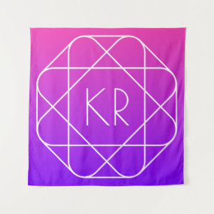 Tapiz Monograma geométrico genial Magenta Violeta Púrp