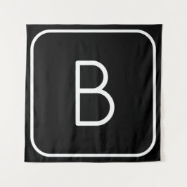 Tapiz Monograma inicial con estilo moderno | Blanco y ne