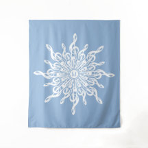 Monograma Ornamental Azul invernal G-Clef Snowflak