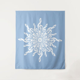Tapiz Monograma Ornamental Azul invernal G-Clef Snowflak