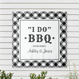 Tapiz Monograma personalizada de boda 'I Do BBQ Black Gi