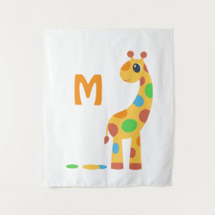 Tapiz Monograma Personalizado colorido Giraffe