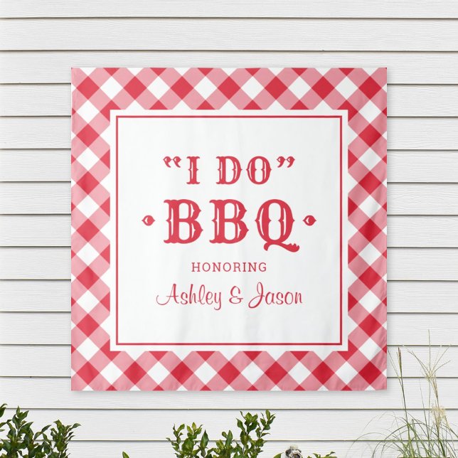 Tapiz Monograma personalizado de 'I Do BBQ Red Gingham'  (Subido por el creador)