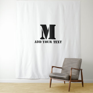 Tapiz Monograma personalizado negro texto moderno person