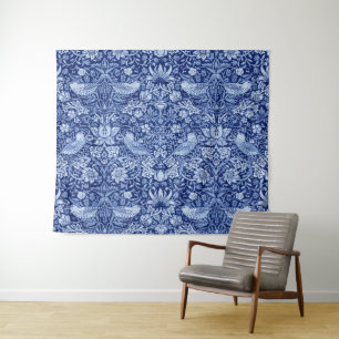 Tapiz Monotona azul de fresa, William Morris