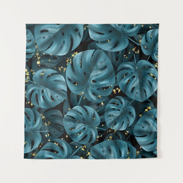 Tapiz Monstera Palm, Golden Splash Seamless. (Anverso)