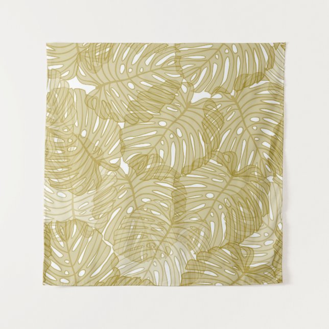 Tapiz Monstera transparente deja fondo blanco (Anverso)