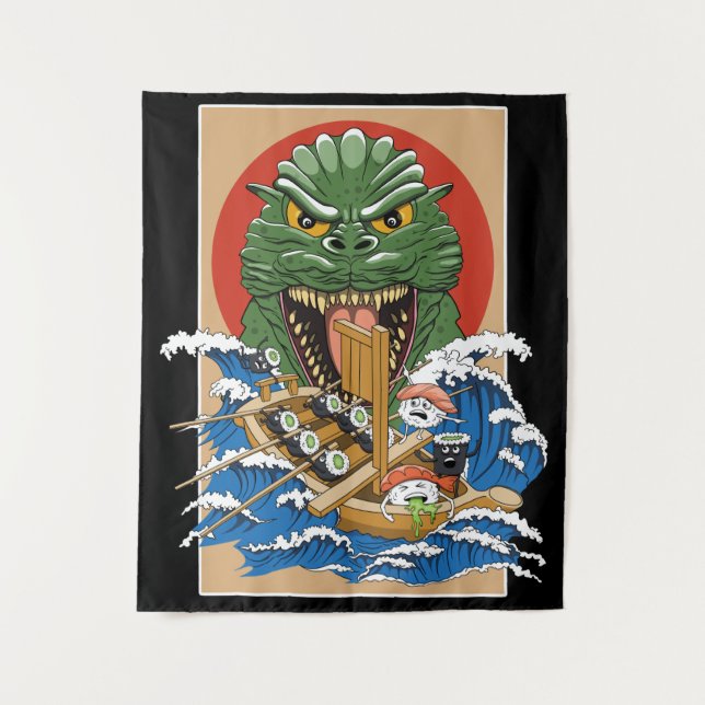 Tapiz Monstruo japonés Sushi Lover (Anverso)