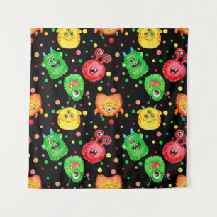 Tapiz Monstruos acuarelas: Patrón sin costura