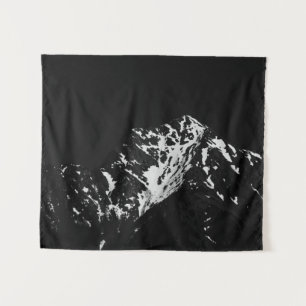 Tapiz Montaña cubierta de nieve blanca y negra minimalis