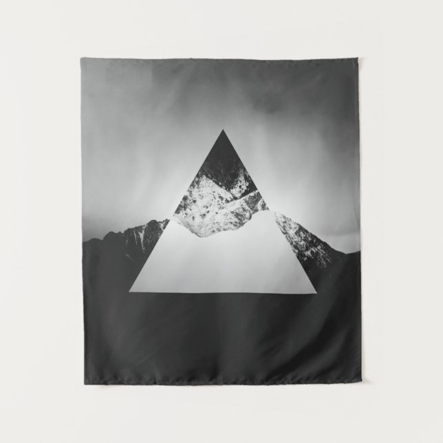 Tapiz Montaña geométrica reflejada en triángulo (Anverso)
