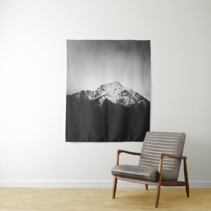 Tapiz Montaña nevada blanca y negra