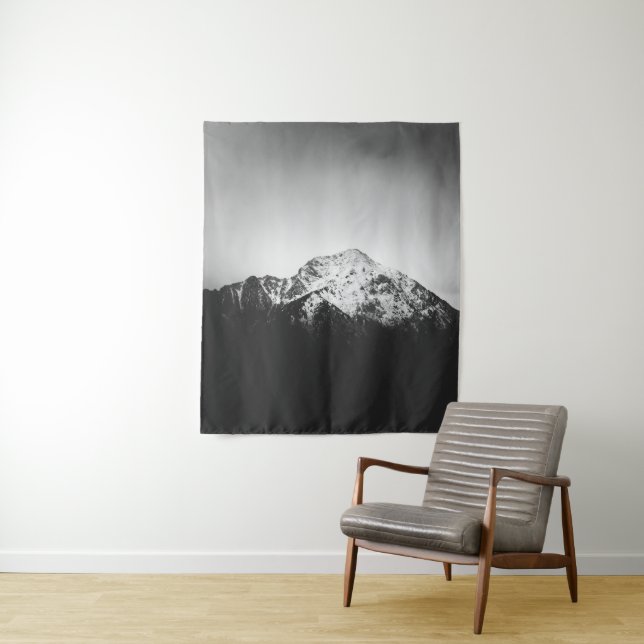 Tapiz Montaña nevada blanca y negra (In situ)