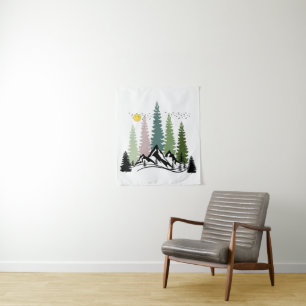 TAPIZ MONTAÑA Y ÁRBOLES DE CALMA NATURALEZA