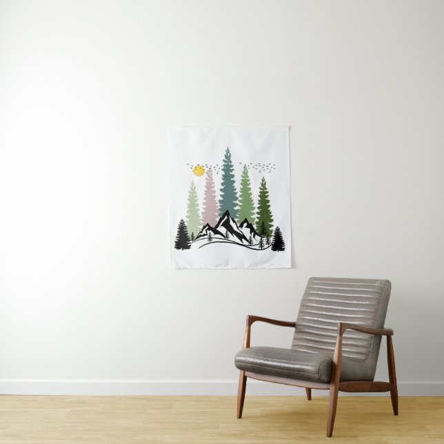 TAPIZ MONTAÑA Y ÁRBOLES DE CALMA NATURALEZA (In situ)