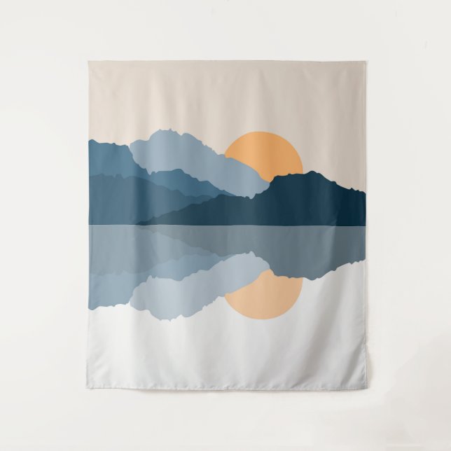 Tapiz Montañas azules reflejadas en el lago (Anverso)