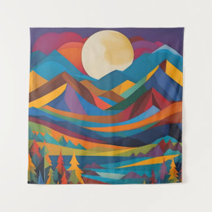 Tapiz Montañas de Arte Moderno Arte Moon Colorful 
