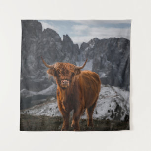 Tapiz Montañas de vacas escocesas: fotografía de la natu