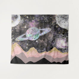 Tapiz Montañas Espaciales Cielo Estrellado Galaxia Plane