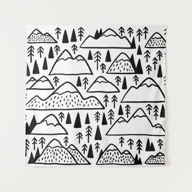 Tapiz Montañas y árboles de época. (Anverso)