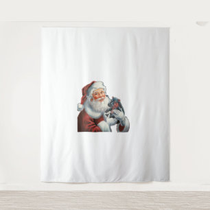 Tapiz Moo Deng y Santa Claus protegen a los Navidades Sp