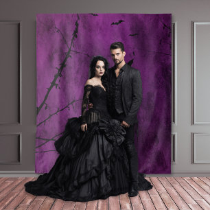 Tapiz Moody Gothic Black & Purple Night Sky